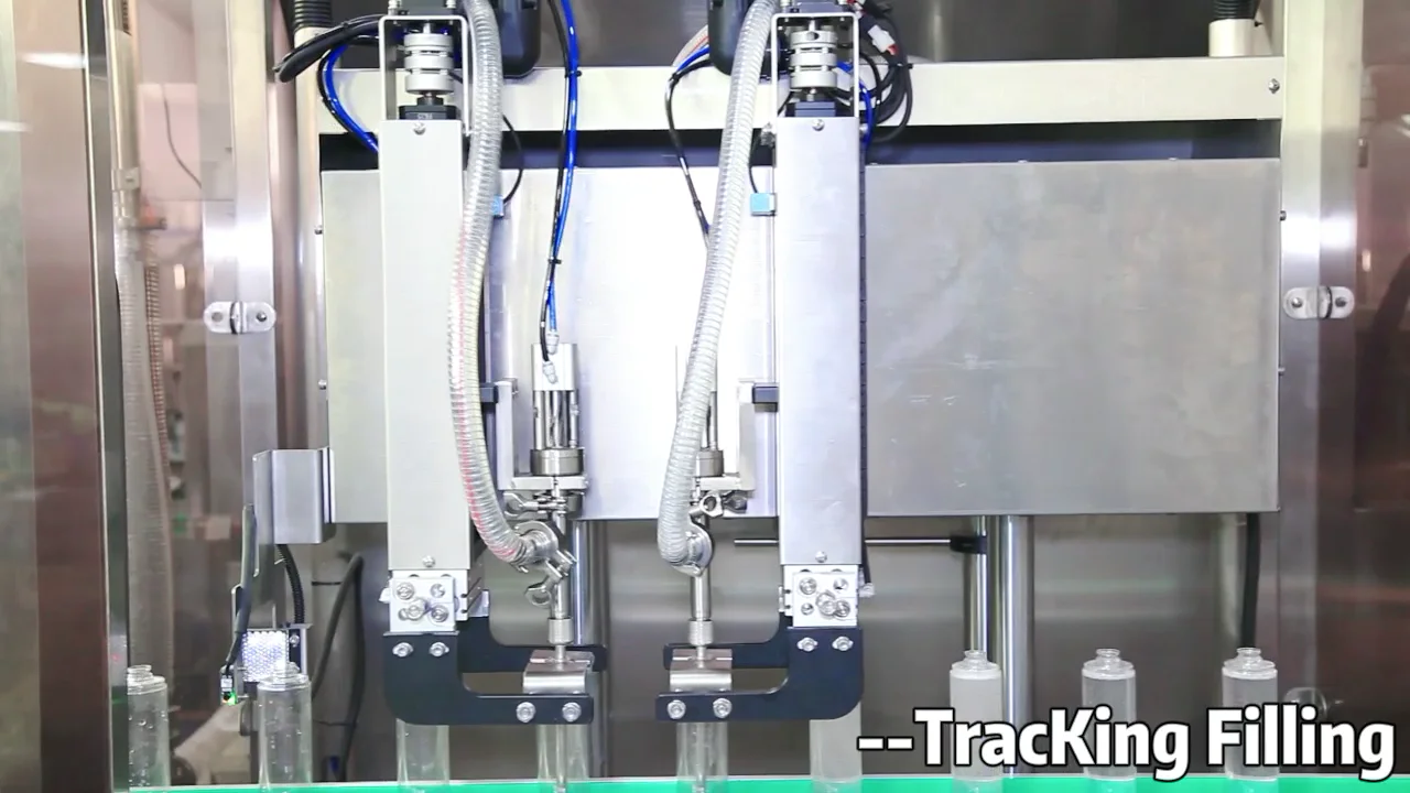 2-head tracking filling test with daily chemical bottles